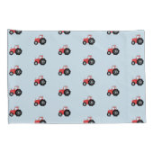 Boy's Red Traktor Muster mit Kindername Kissenbezug (Rückseite-Rechts)