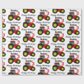 Boy's Red Traktor Name and Age Birthday Geschenk Geschenkpapier (Flach)