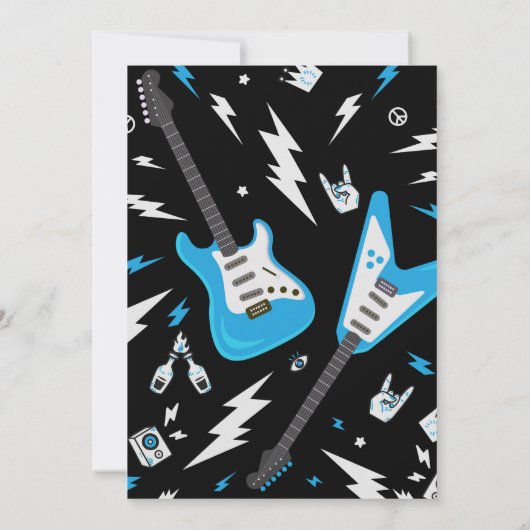 Boys ROCK Baby Shower Einladung, Gitarre einladen Einladung (Rückseite)