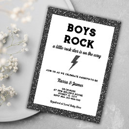 Boys Rock Black Rock and Roll Boy Baby Dusche Einladung