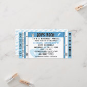 BOYS ROCK CONCERT TICKET GEBURTSTAG EINLADUNG (Vorderseite/Rückseite Beispiel)