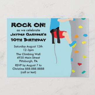 Boy's Rock Wall Klettern Geburtstagsparty Einladung