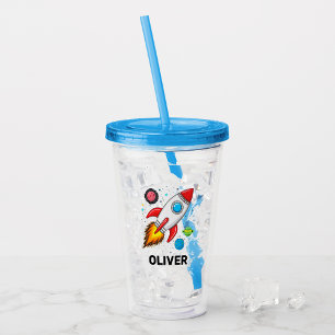 Boys Rocket Weltraum Niedlich Personalisiert Acryltrinkbecher