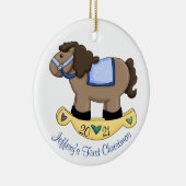Boys Rocking Horse Baby's First Christmas Keramik Ornament (Rechts)