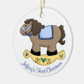 Boys Rocking Horse Baby's First Christmas Keramik Ornament (Links)