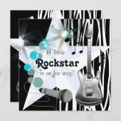 Boys Rockstar Baby Dusche Einladung (Vorne/Hinten)