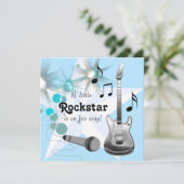 Boys Rockstar Baby Dusche Einladung (Stehend Vorderseite)