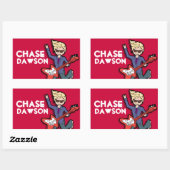 Boys Rockstar Blonname Rote ID-Aufkleber Rechteckiger Aufkleber (Blatt)