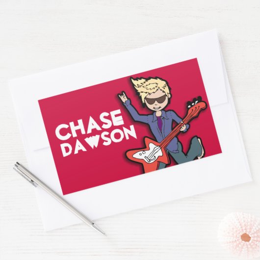 Boys Rockstar Blonname Rote ID-Aufkleber Rechteckiger Aufkleber (Umschlag)