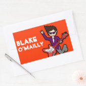 Boys Rockstar dunkle Haare Name rot ID Aufkleber (Umschlag)