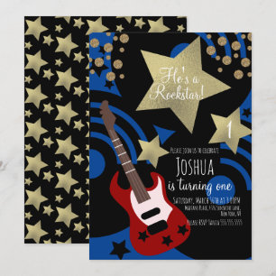 Boys Rockstar Gitarre Faux Gold Star Rock Party Einladung