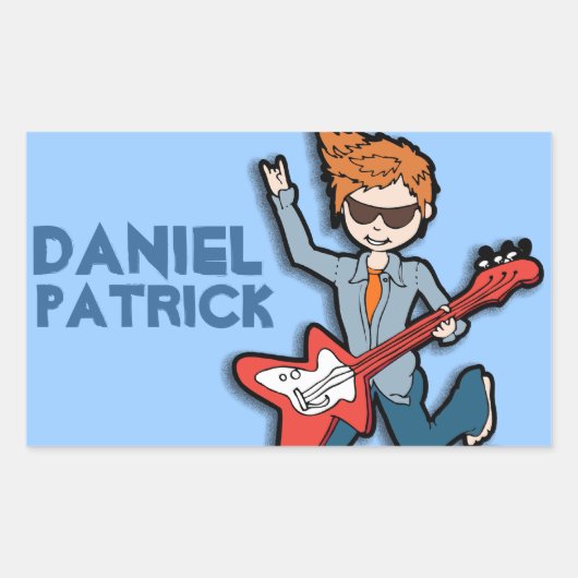 Boys Rockstar Name Blue ID Aufkleber (Vorderseite)