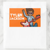 Boys Rockstar Name Orange-ID-Aufkleber Rechteckiger Aufkleber (Tasche)