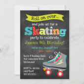 Boys Roller Skaten Birthday Party - Chalkboard Einladung (Vorderseite)