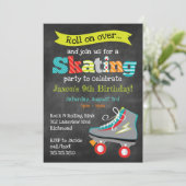 Boys Roller Skaten Birthday Party - Chalkboard Einladung (Stehend Vorderseite)