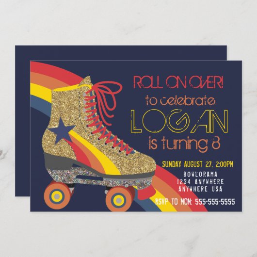 Boys Roller Skaten Party, Skate, Rolldisko Einladung (Vorne/Hinten)