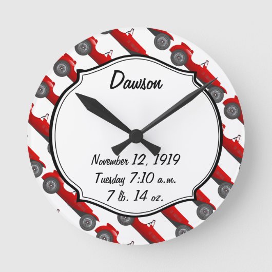 Boys Room Classic Car Geschenke Sweet Red Retro Ca Runde Wanduhr (Vorderseite)