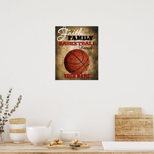 Boys Room Decke Basketball Personalisiert Poster (Küche)