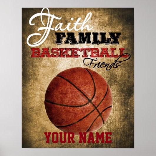 Boys Room Decke Basketball Personalisiert Poster (Vorne)