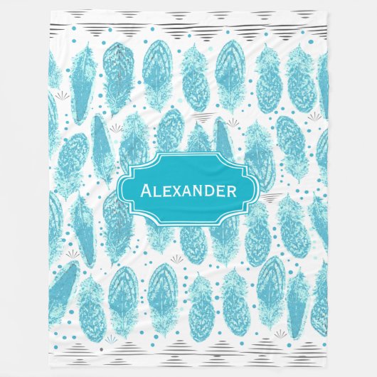 Boys Room Moderne Abstrakte Federn Muster Fleecedecke (Vorderseite)