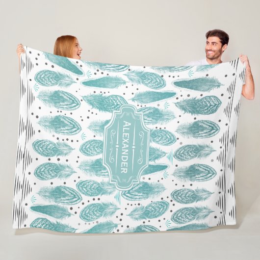 Boys Room Moderne Abstrakte Federn Muster Fleecedecke (Beispiel)