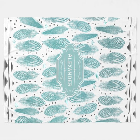 Boys Room Moderne Abstrakte Federn Muster Fleecedecke (Vorderseite (Horizontal))