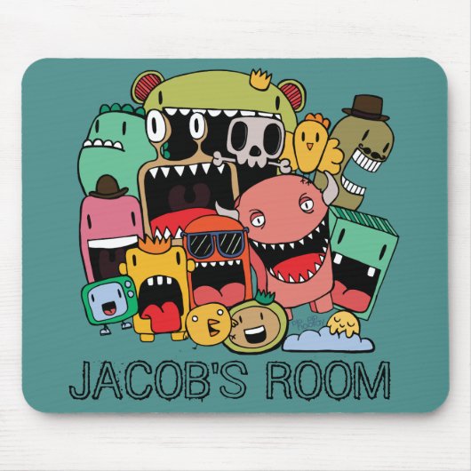 Boys Room Street Art Niedlich Monster Illustration Mousepad (Vorne)