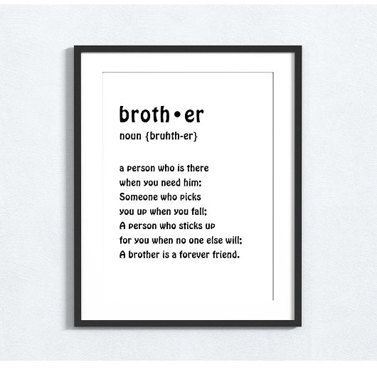 Boys Room Wall Art Brother Definition Poster