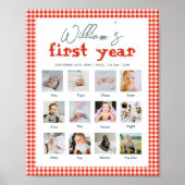 Boys Rustic Farm First Year Birthday Photo Collage Poster (Vorne)