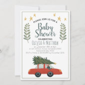 Boys Rustikale Niedliche Weihnachtsbaumstars Kinde Einladung (Vorderseite)