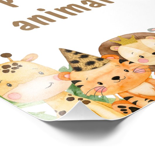 Boys Safari Animals Adoptierte ein Party Tierzeich Fotodruck (Ecke)