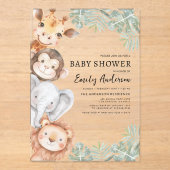 Boys Safari Animals Baby Dusche Acryleinladungen (Vorderseite)