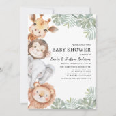 Boys Safari Animals Paare Kinderdusche Einladung (Vorderseite)