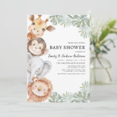 Boys Safari Animals Paare Kinderdusche Einladung (Stehend Vorderseite)