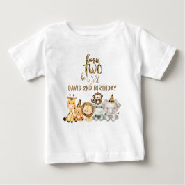Boys Safari Animals Zwei Wild Geburtstag Baby T-shirt