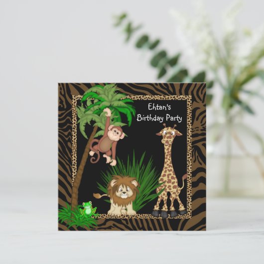 Boys Safari Geburtstagsparty Einladung (Stehend Vorderseite)