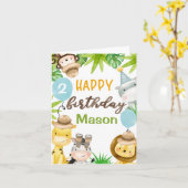 Boys Safari Jungle Animals Geburtstagskarte Karte (Gelbe Blume)