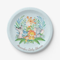 Boys Safari Jungle Baby Shower 7" Plättchen