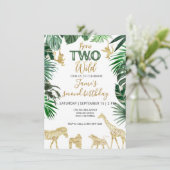 Boys Safari Two Wild Geburtstag Einladung (Stehend Vorderseite)