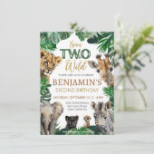 Boys Safari Two Wild Geburtstag Einladung (Stehend Vorderseite)