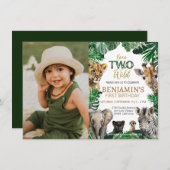 Boys Safari Two Wild Geburtstag Einladung (Vorne/Hinten)