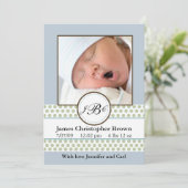 Boys Sage Dots Geburtsankündigung Ankündigung (Stehend Vorderseite)