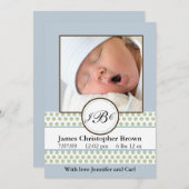 Boys Sage Dots Geburtsankündigung Ankündigung (Vorne/Hinten)