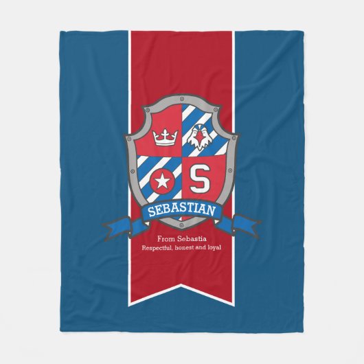 Boys Sebastian Buchstabe S Name bedeutet blaue Dec Fleecedecke (Vorderseite)