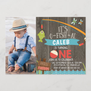 Boys sein O-Fisch-al Foto Erster Geburtstag Einlad Einladung