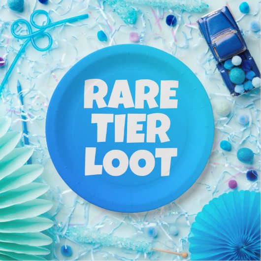 Boys seltene Tier Loot Blue Gamer Slogan Pappteller (Party)