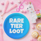 Boys seltene Tier Loot Blue Gamer Slogan Pappteller (Party)