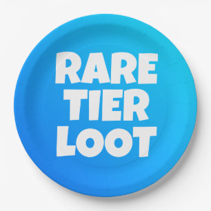 Boys seltene Tier Loot Blue Gamer Slogan Pappteller