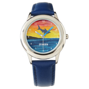 Boys Shark Ocean Fish Niedlich Moderne Blue Kids Armbanduhr