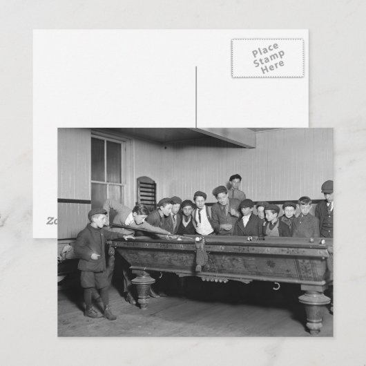 Boys Shooting Pool, 1909 Postkarte (Vorne/Hinten)